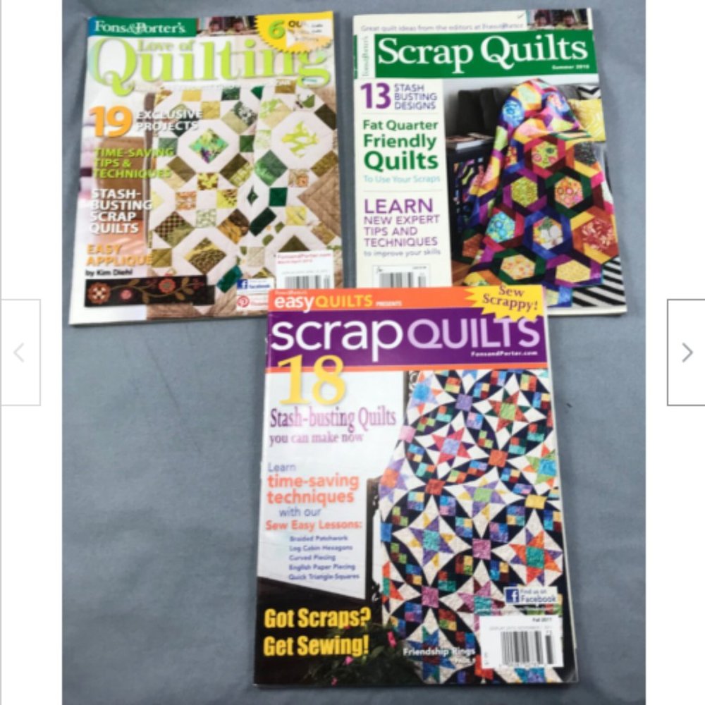 Lot of 3 Quick Easy Scrap Quilt Patchwork Fat Quarter Fons Porter Magazines